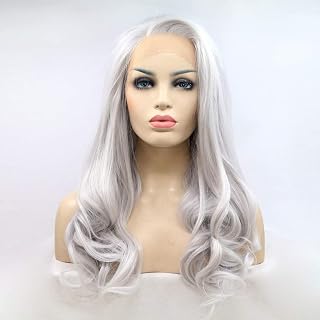 Chemical Fiber High Temperature Silk Head Cover European and American Popular Models Front Lace Half Hand Hook White Big Wave Wig Hair Sets