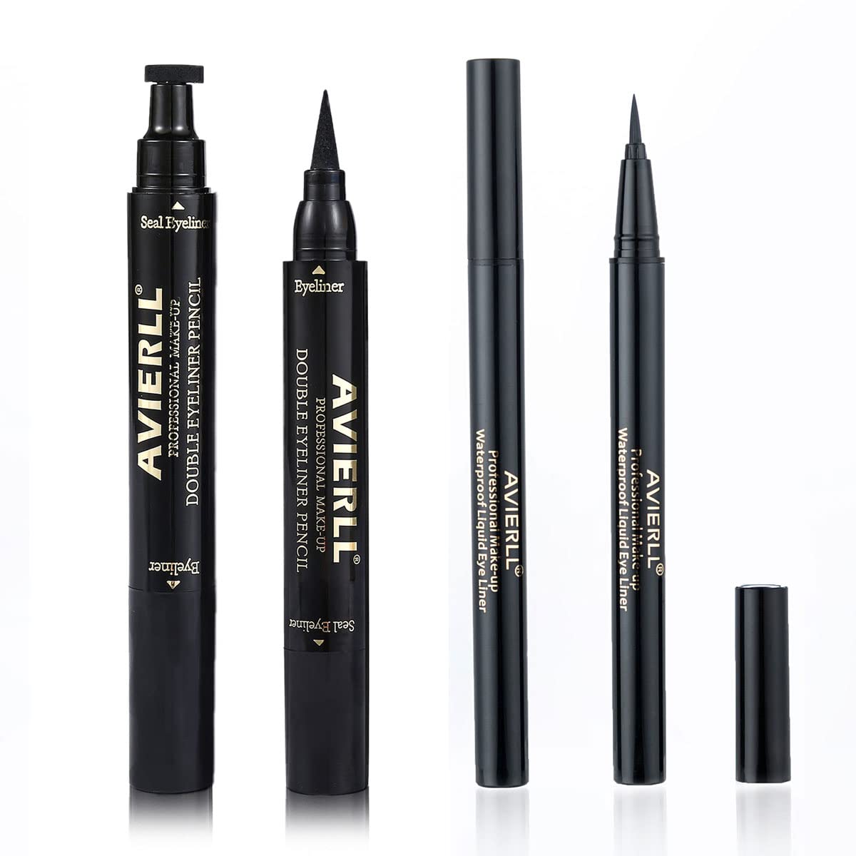 AVIERLL Waterproof Liquid Eyeliner -2Pens Black Eyeliner Long Lasting&Smudgeproof Makeup Liner Easy Liquid Pen 0.03 Fl. Oz (Black)