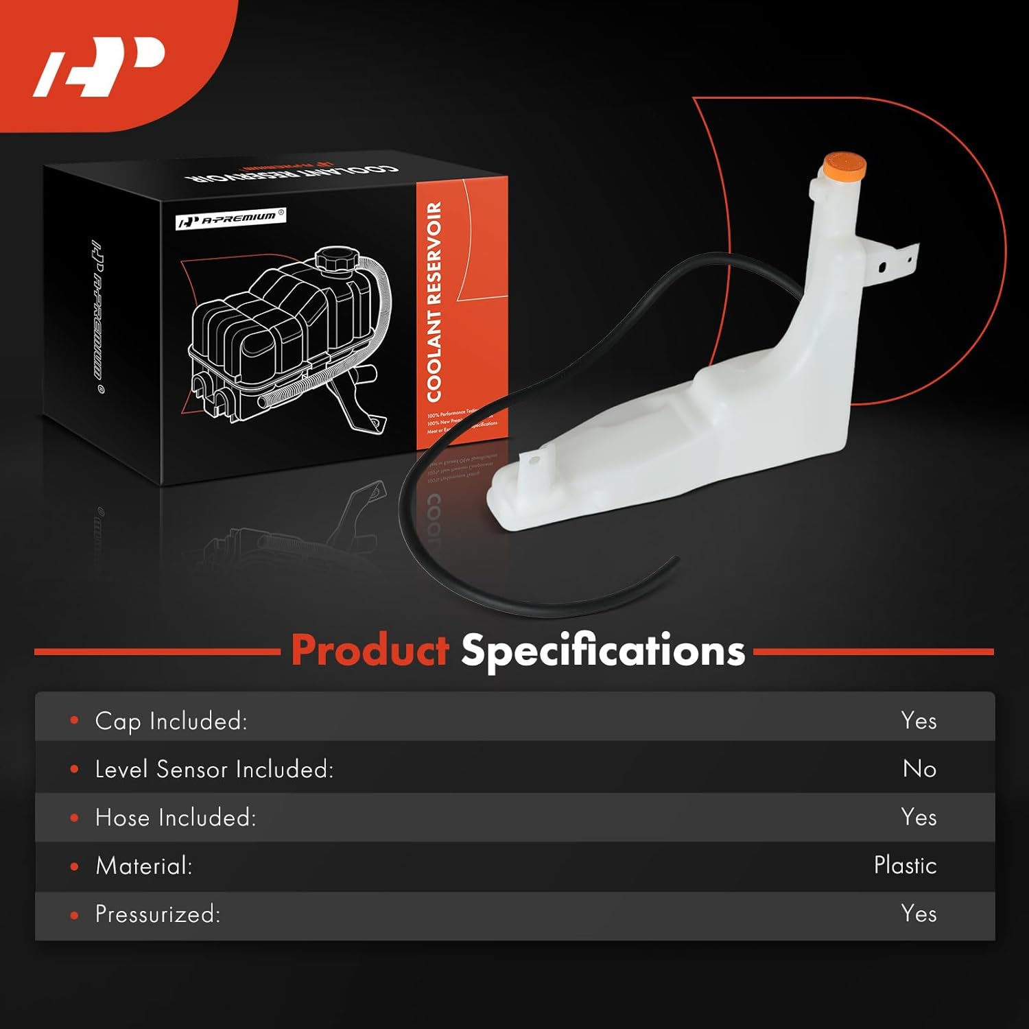 A-Premium Engine Coolant Overflow Recovery Reservoir Tank [with Cap & Hose] Compatible with Nissan Pathfinder 1999 2000, 3.3L - Front Side