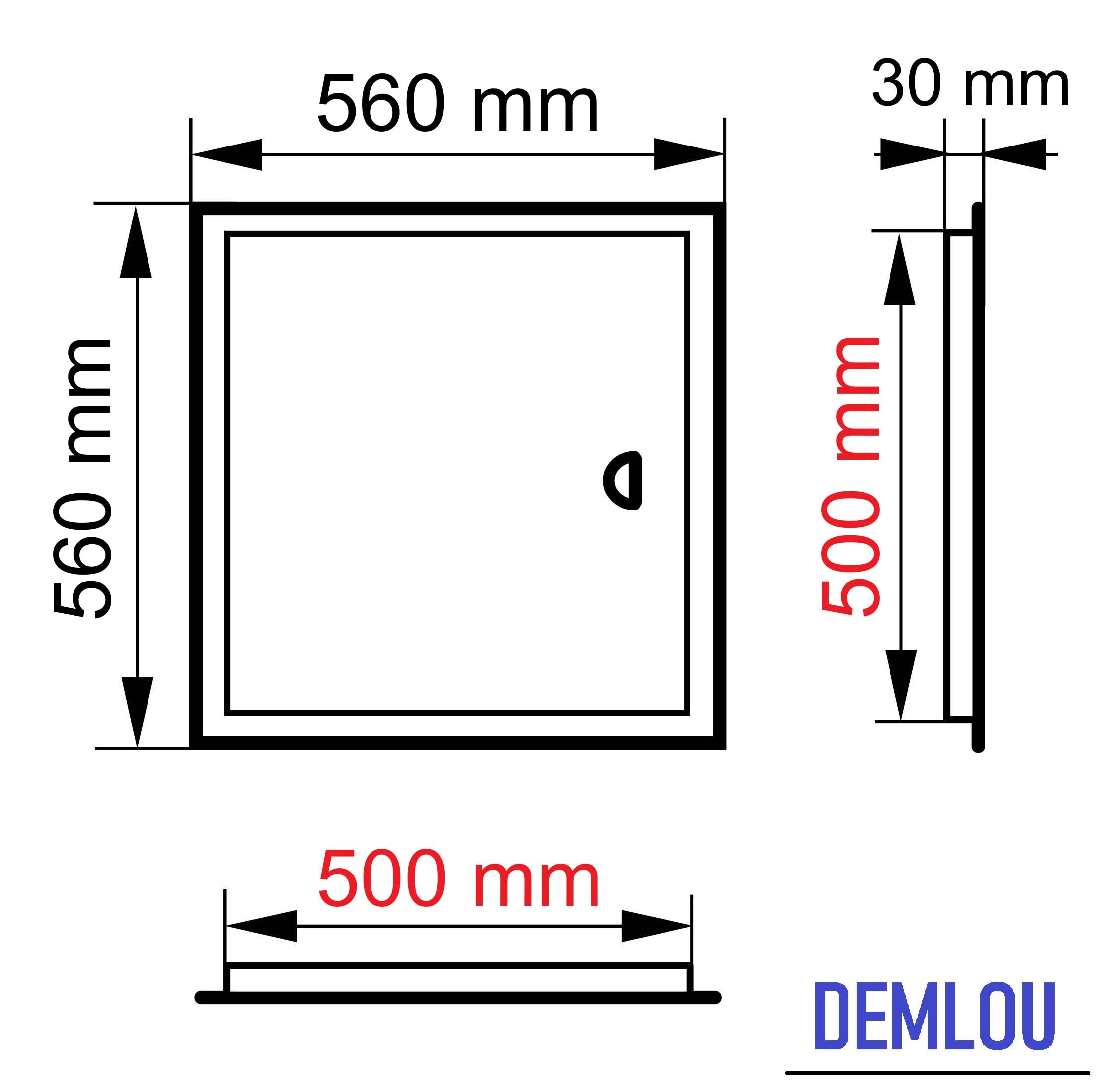 Trappe de Visite Acier Blanc RAL 9016 Magnétique – 50 x 50 cm. | Très grand format carré - fermeture magnétique - mur plafond - large ouverture pour maintenance technique
