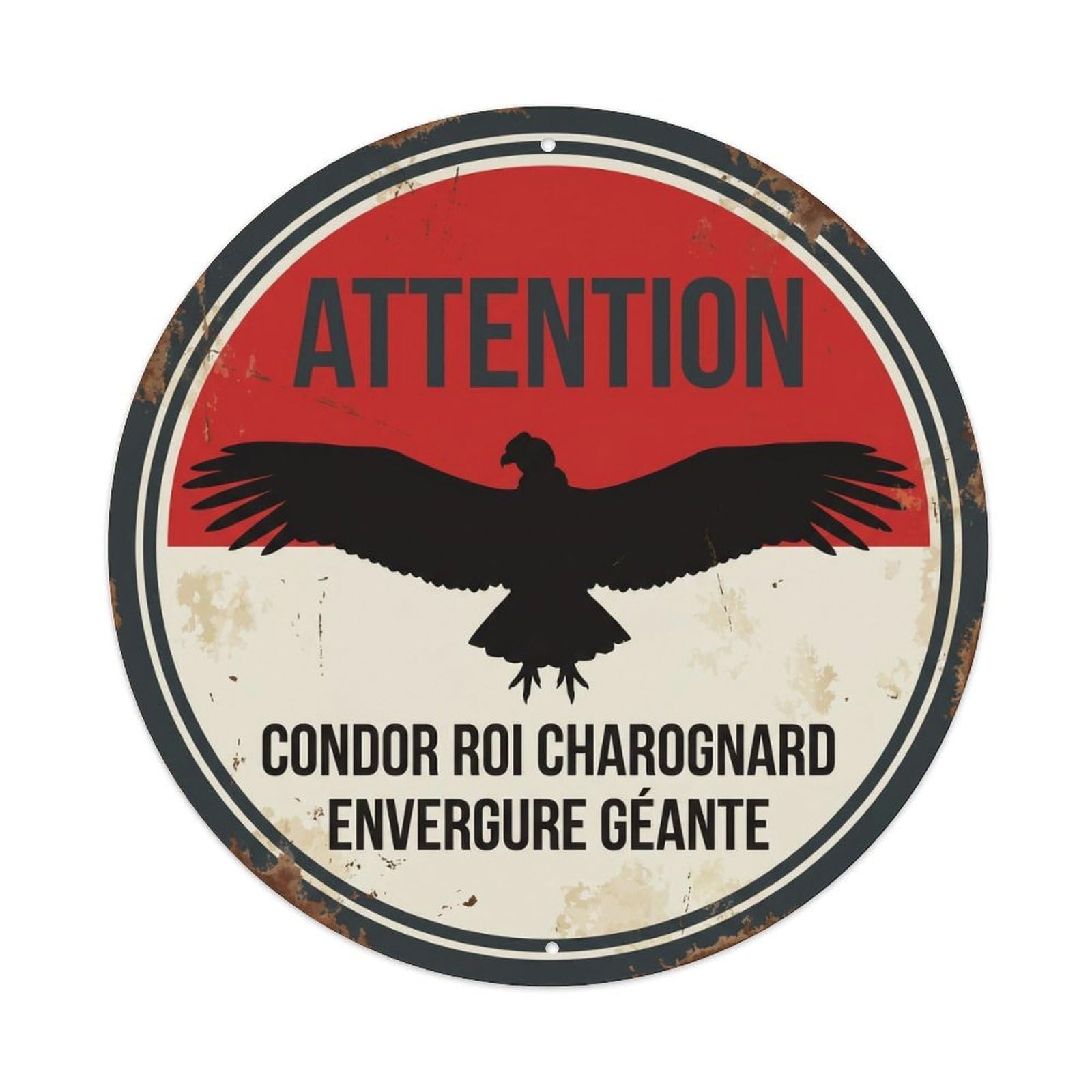 Dramatic Condor Scavenger King Vintage Metal Tin Sign Plaque Wall Decor for Cafe, Club, Garden Round Metal Poster 8x8Inch