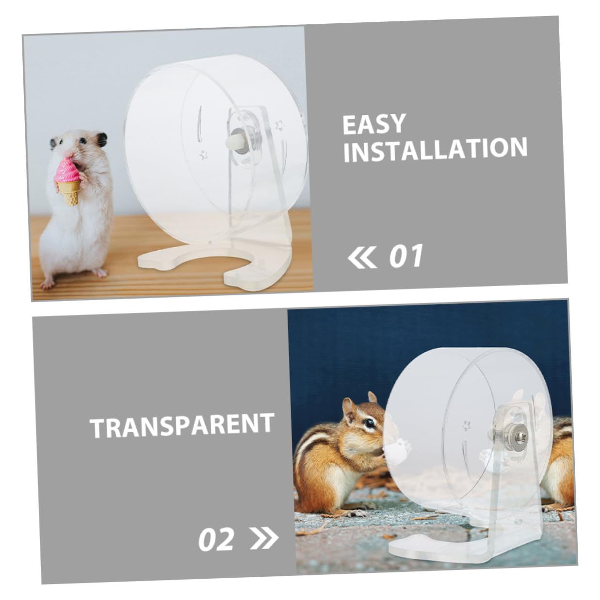 ARTIBETTER Rueda para Hámster con Soporte Rueda de Ejercicio Silenciosa y Transparente para Mascotas Pequeñas Fácil Instalación y Diseño Duradero para Jaulas Variadas