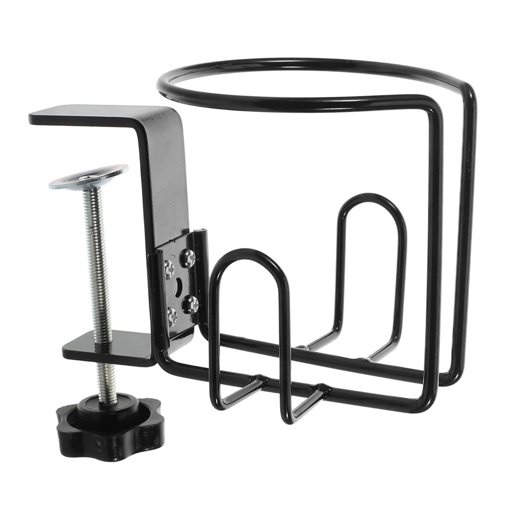 Garneck Efficient Desk Organizer Metal Clamp Desk Cup Holder for Coffee Tea Beverage Fits Chair Stroller Table