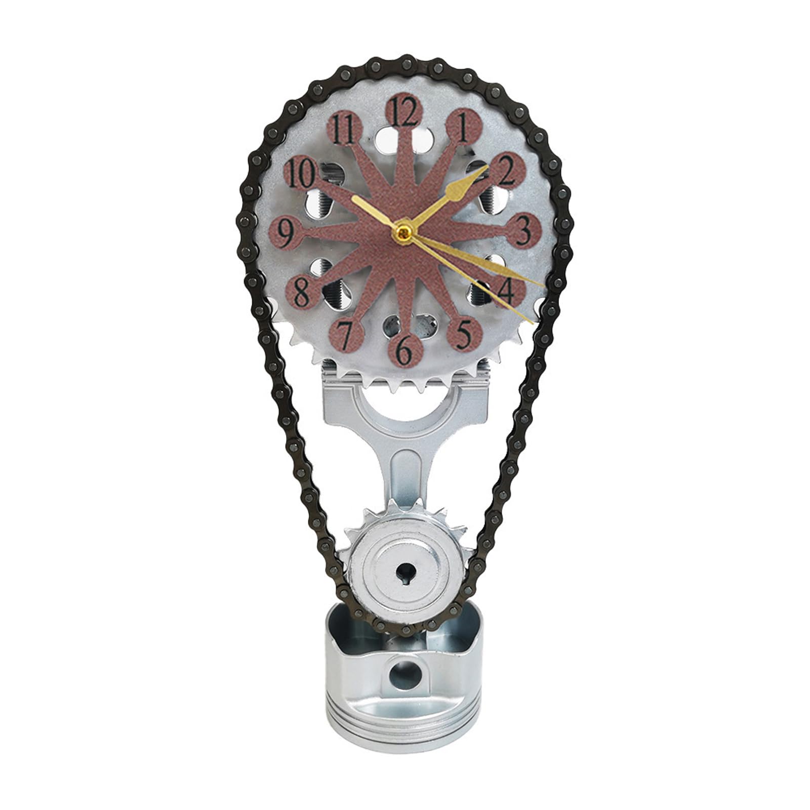ALLENPRO Gear Clock Rotating Gear Timing Chain Desktop Vintage Steampunk Industrial Home Decor Clock-Unique Vintage Clock (Copper)