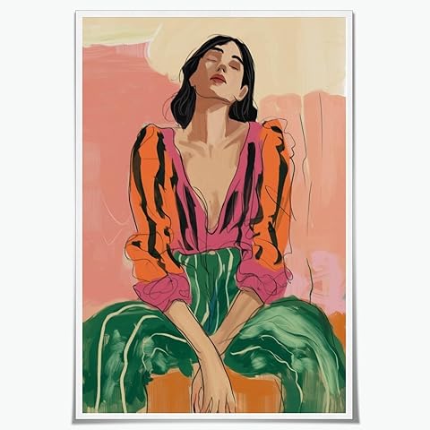 Vintage Feminist Wall Art Abstract Girl Power Posters Colorful Female Painting Prints Stylish Empowerment Lady Art Womens Right Decor Aesthetic for Girly Bedroom Dorm 12x18inch Unframed