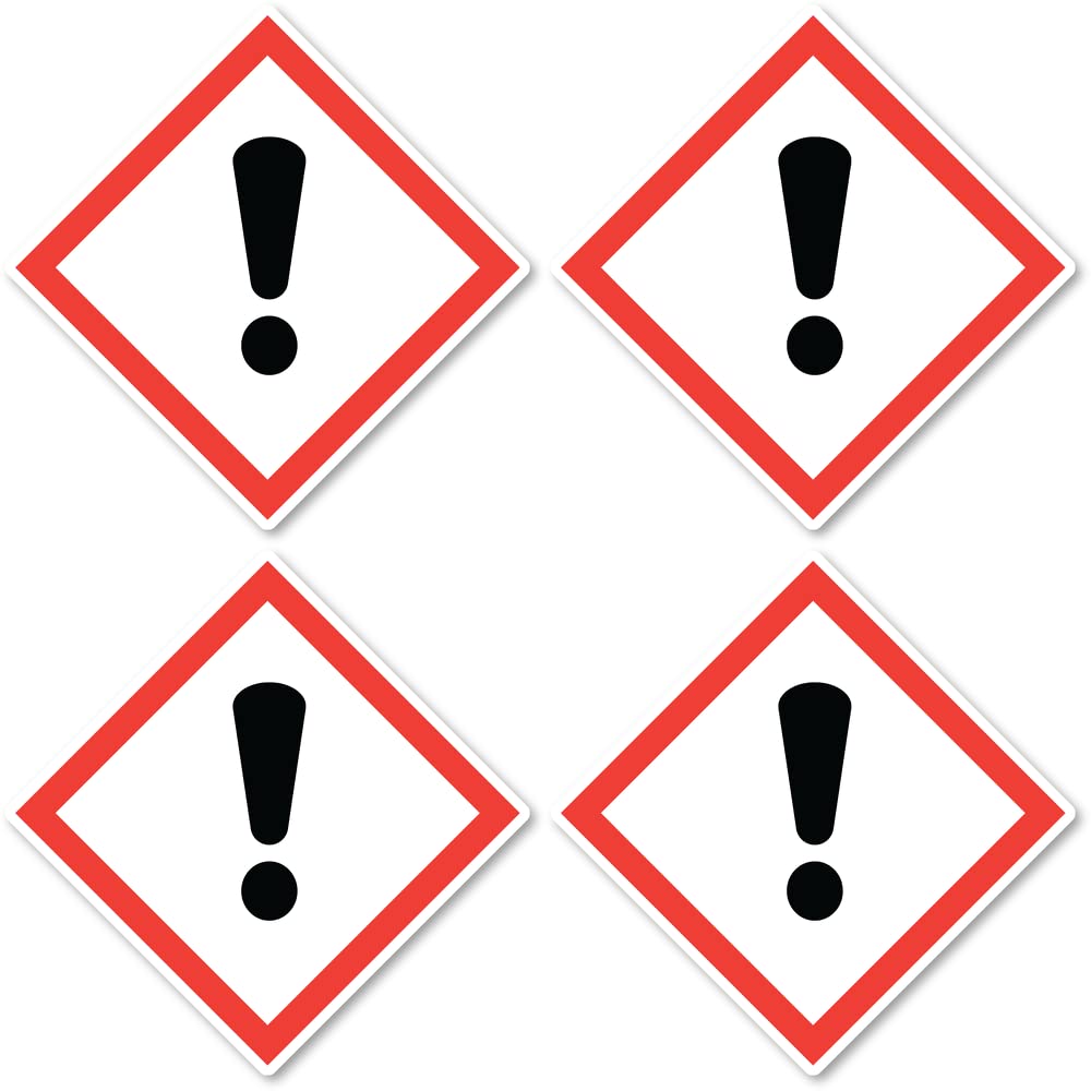 Irritating Danger Symbol UN/GHS Hazard Pictogram Sticker 10cm Pack of 4, Red and White, Einheitsgröße