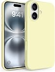 Newseego for iPhone 16 Case with Camera Control Button, Solid Color Liquid Silicone Case for Women Girls Men Anti-Scratch Lining Shockproof Drop Protective Cover for iPhone 16-Yellow