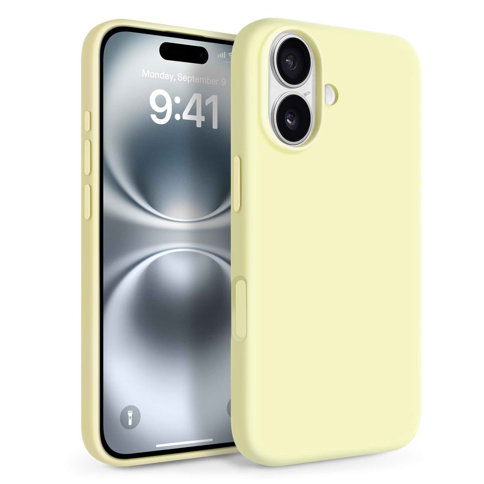 Newseego for iPhone 16 Silicone Case with Camera Control Button, Yellow Solid Color Case for Women Girls Men Anti-Drop Anti-Scratch Bumper Lining Shockproof Drop Protective Cover for iPhone 16