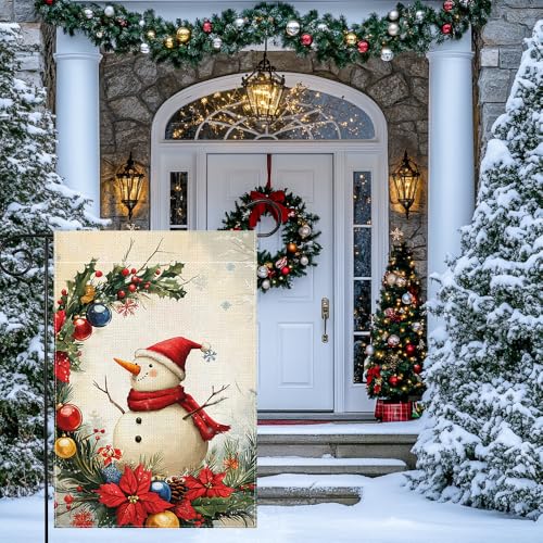 Drapeau de jardin bonhomme de neige double face抗风不褪色户外花园装饰旗