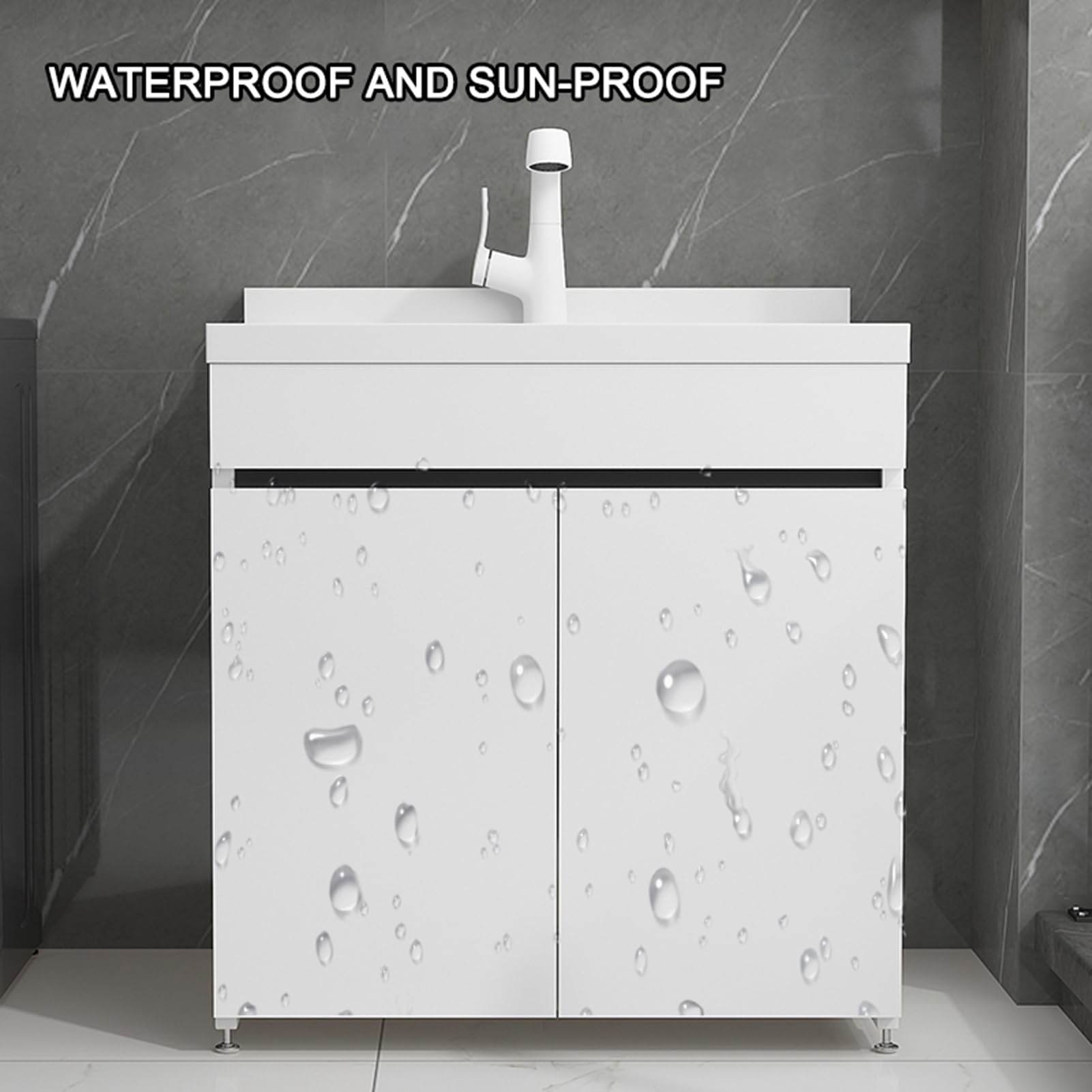 Lavandino con armadio e rubinetto estraibile, mobiletto da bagno autoportante, con rubinetto dell'acqua calda e fredda, per lavanderia, ripostiglio, cantina, un colore, 60 cm