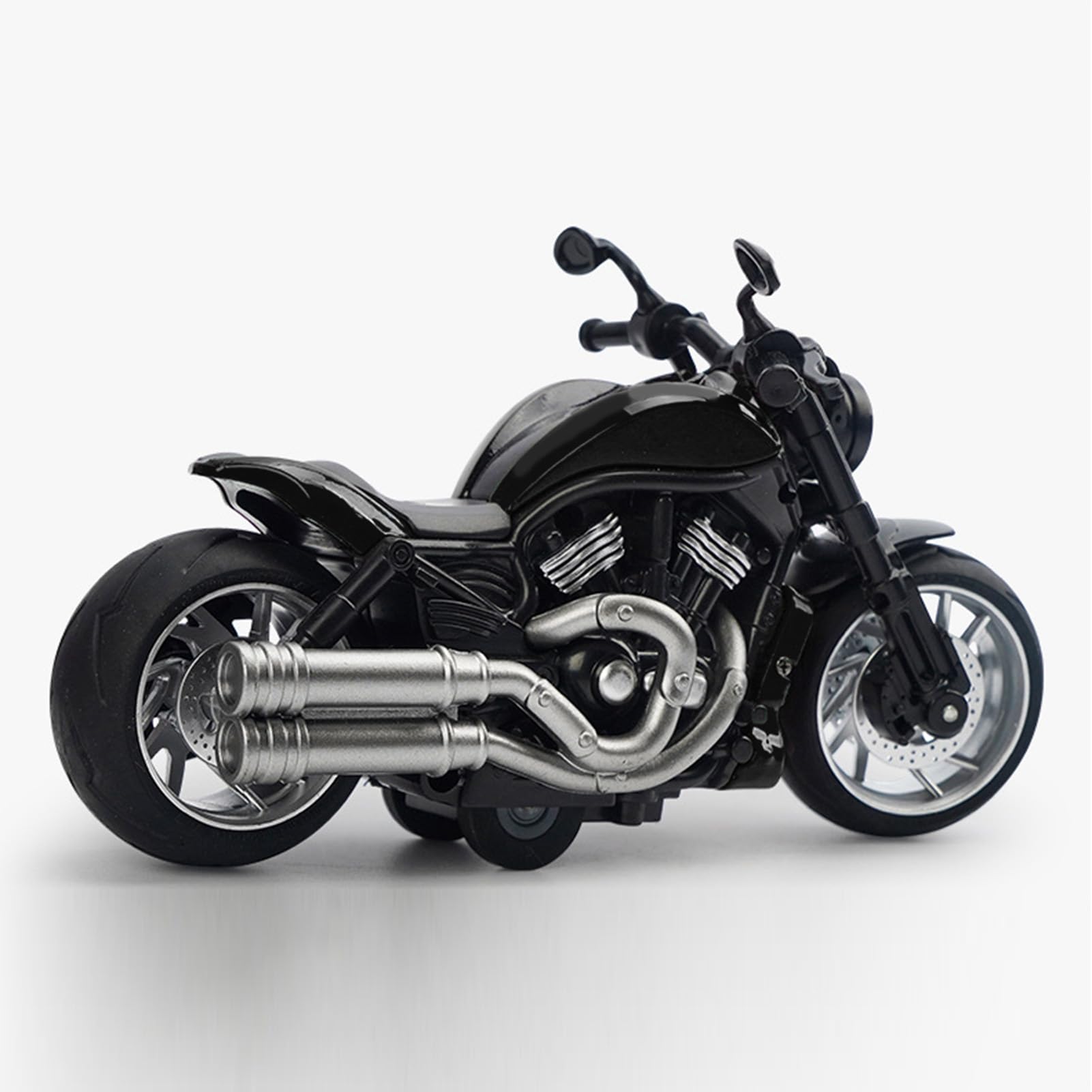 Alomejor Zurückziehbares Motorradspielzeug Im Maßstab 1:12, Simulationsdesign-Legierungsmotorradmodell mit Musiklichteffekten, Als Geschenk für und Mädchen (Black)