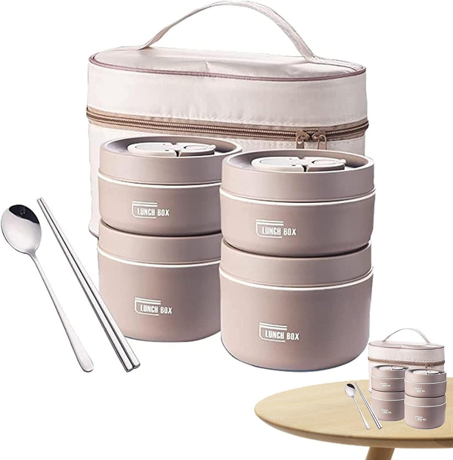 Insulated Bento Box Home Stackable Stainless Steel Compartment Snack