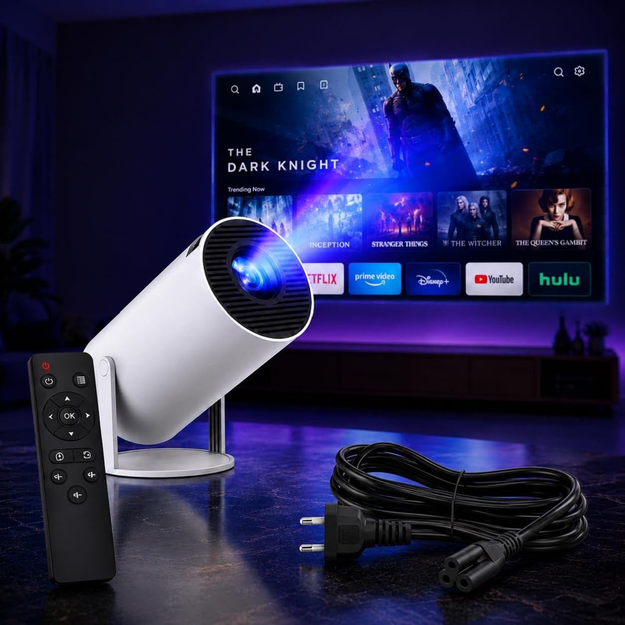 one94store android 11 smart mini projector, wifi 6 bluetooth hd home theater projector, 1080p 4k input support, 180° rotating stand, auto keystone, hdmi usb for mobile & gaming