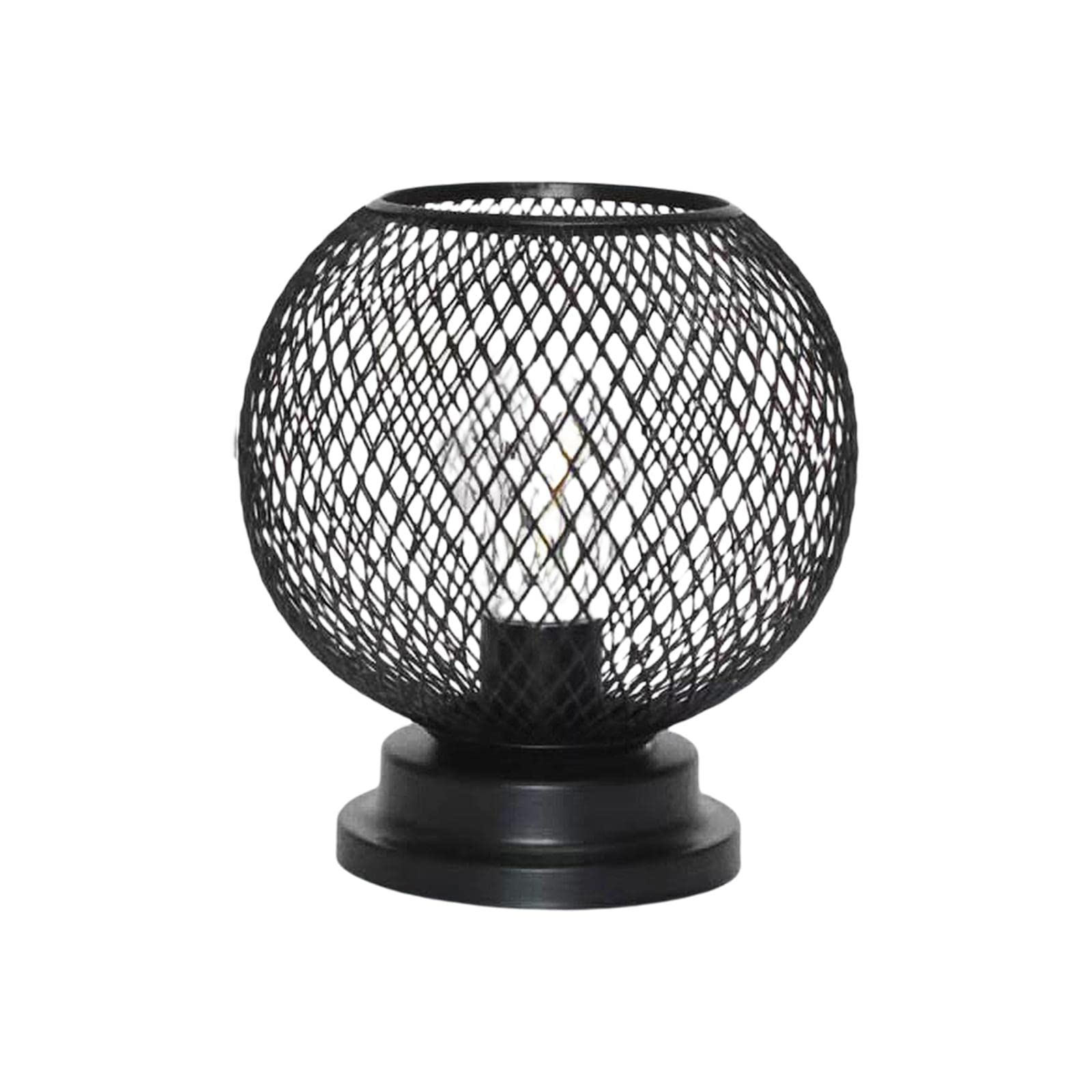 MagiDeal Vintage Iron Night Light - Black Retro Industrial Metal Wire Basket Cage Table Lamp for Bedside Desk Modern Decor