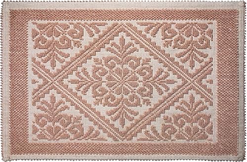 Tappeto Sardo Stuoia Passatoia tappeto bagno 100% Cotone Made In Italy prodotto in sardegna (Salmone, 50x80)
