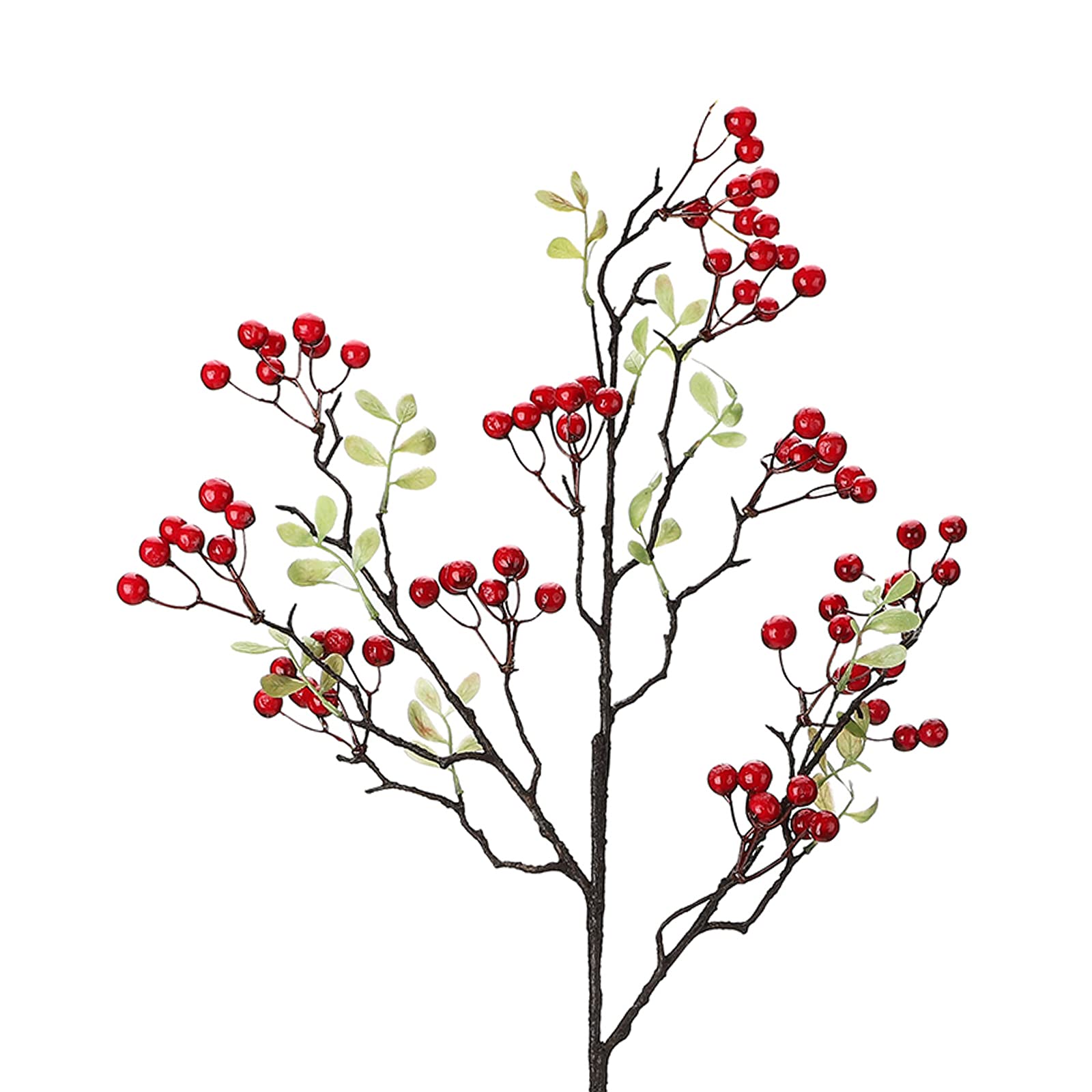Mokyler Red 4 Pcs Artificial Berry Stems, 27.5 Inch Holly Berries Branches Christmas Berry Picks Tree Branches Berry Flowers Bouquet For Wedding Christmas Decor