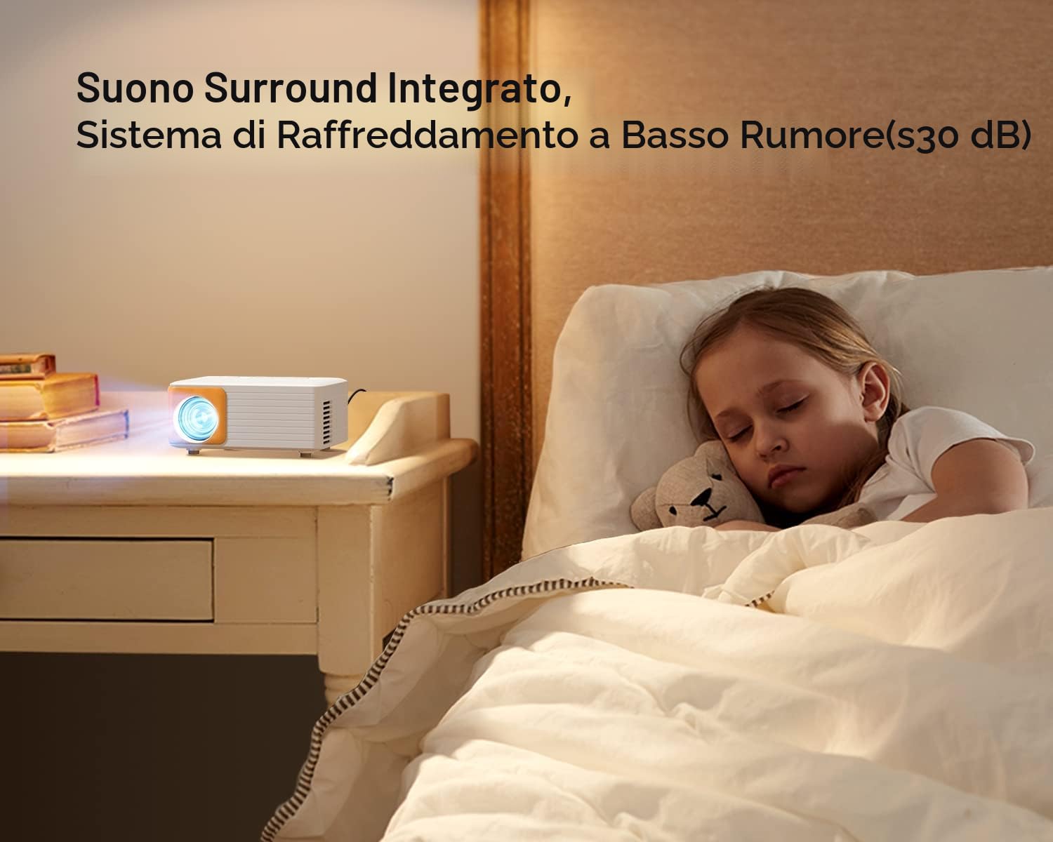 Mini Proiettore WiFi Bluetooth, YOTON Y3 Portatile Proiettore 15000 Lumens, Videoproiettore 4K Supporto Full HD 1080P, Zoom 50% e keystone ±50°, compatibile con telefoni iOS e Android/PC/Fire Stick
