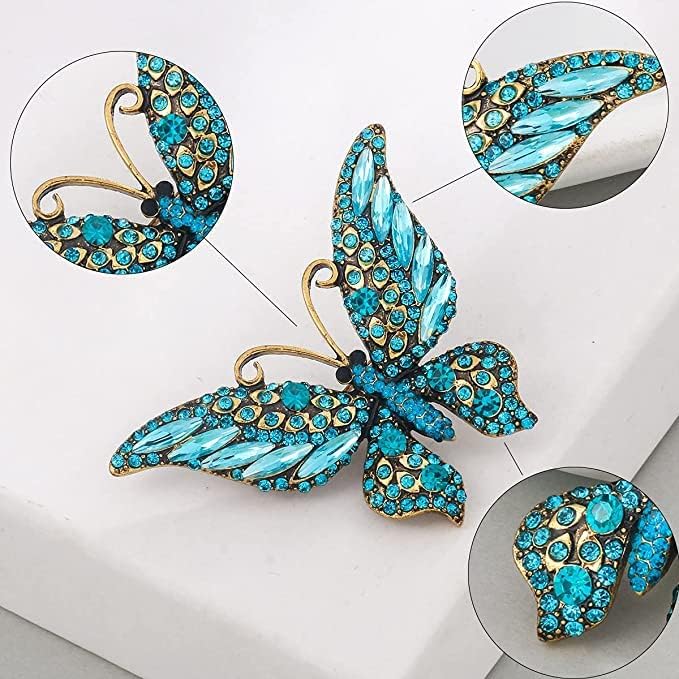 6 Pieces Rhinestone Butterfly Brooch Elegant Lapel Pins Dress Accessories Jewelry Gift For Women Girls Daily Decoration - Image 4