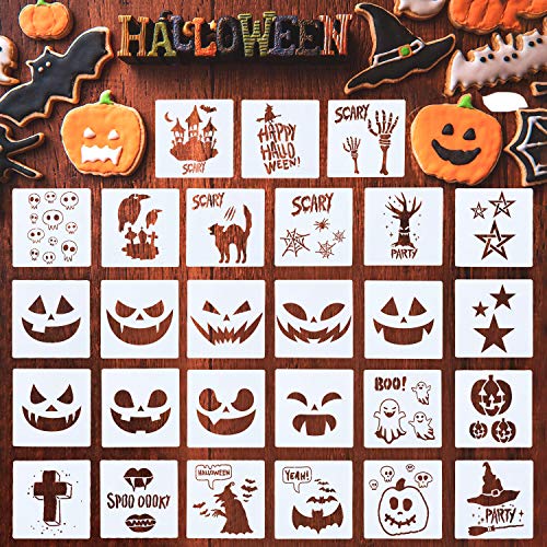 27 Pieces Halloween Painting Stencils Plastic Stencils Template Reusable