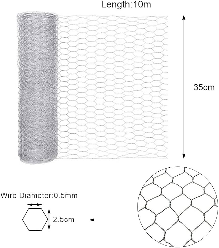 Rete Esagonale Per Pollaio Zincata Con PVC 1 Pollice (2,5 Cm) - Altezza 3 Ft X Lunghezza 100 Ft - Filtro In Acciaio Zincato Per Recinti E Voliere - Colore Nero