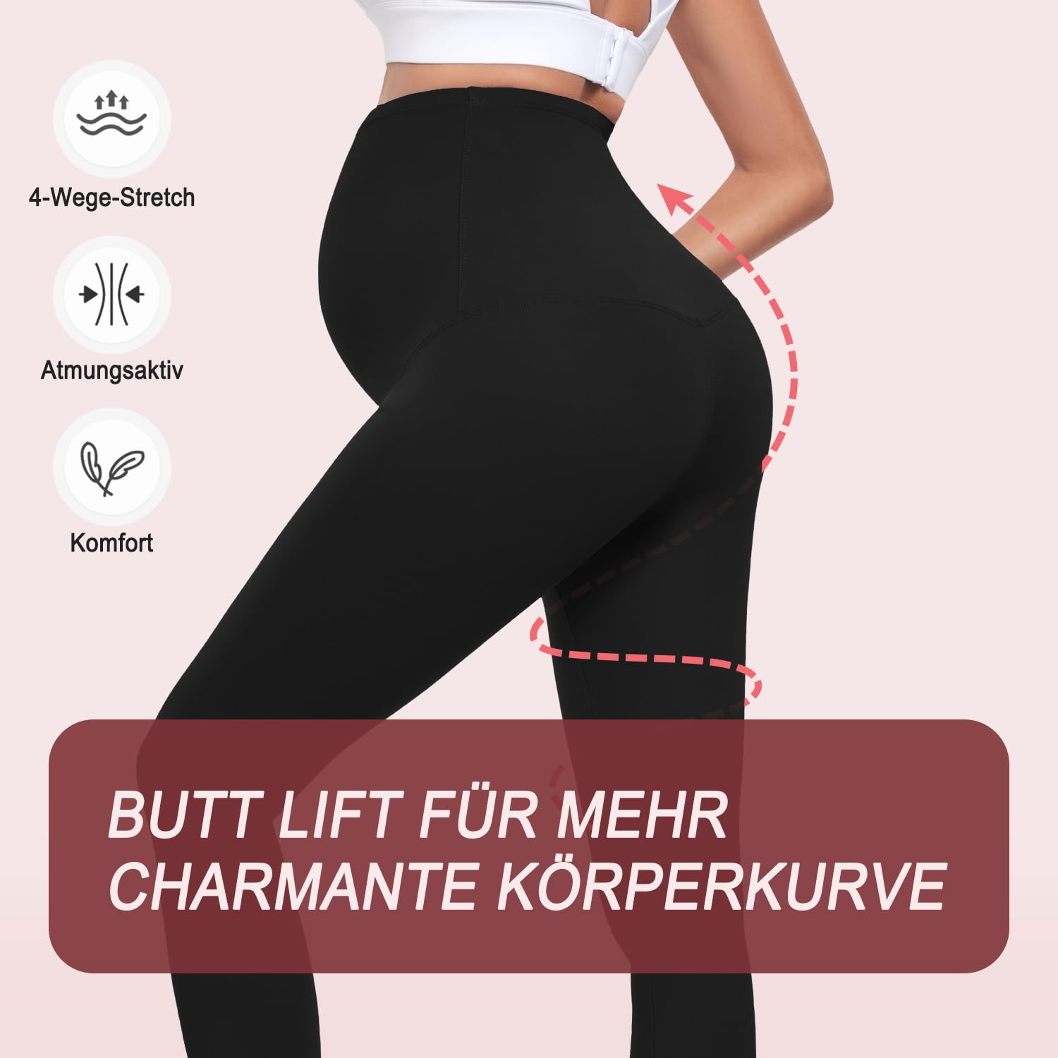 ACTINPUT Umstandsleggings Damen Blickdicht High Waist Umstandshose Elastisch Schwangerschaftsleggings Umstandsmode Leggings for Schwangerschaft(Schwarz,M)