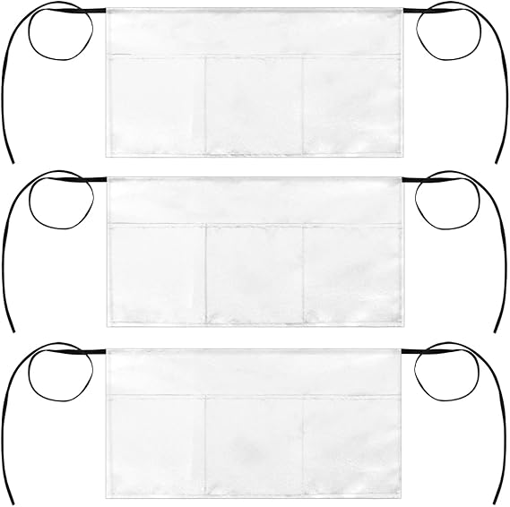 3 Pack Server Apron Colorful Sugar Skull Day Of The Dead Waitress Aprons with 3 Pockets Oil Stain Resistant Short Waiter Waist Aprons for Women Men Restaurant Cafes Bars Home