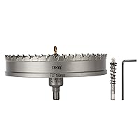 Vista 23 de 1-1/8" (29mm) Sierra perforadora con punta de carburo de tungsteno con 2 piezas de brocas piloto chapadas en titanio para metal duro, acero