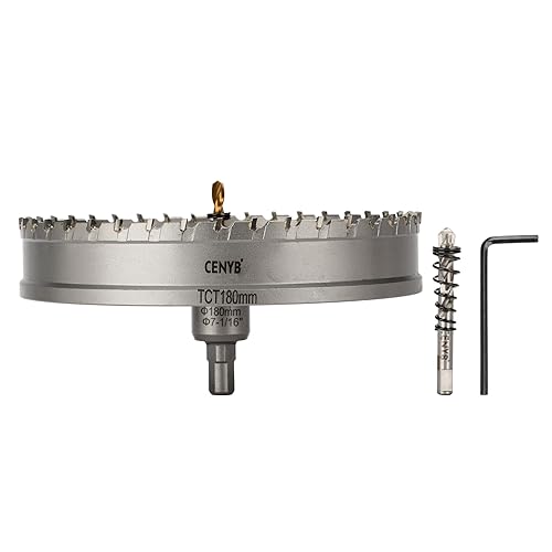 Miniatura 24 de 1" (25.5mm) Sierra perforadora con punta de carburo de tungsteno con 2 piezas de brocas piloto chapadas en titanio para metal duro, acero