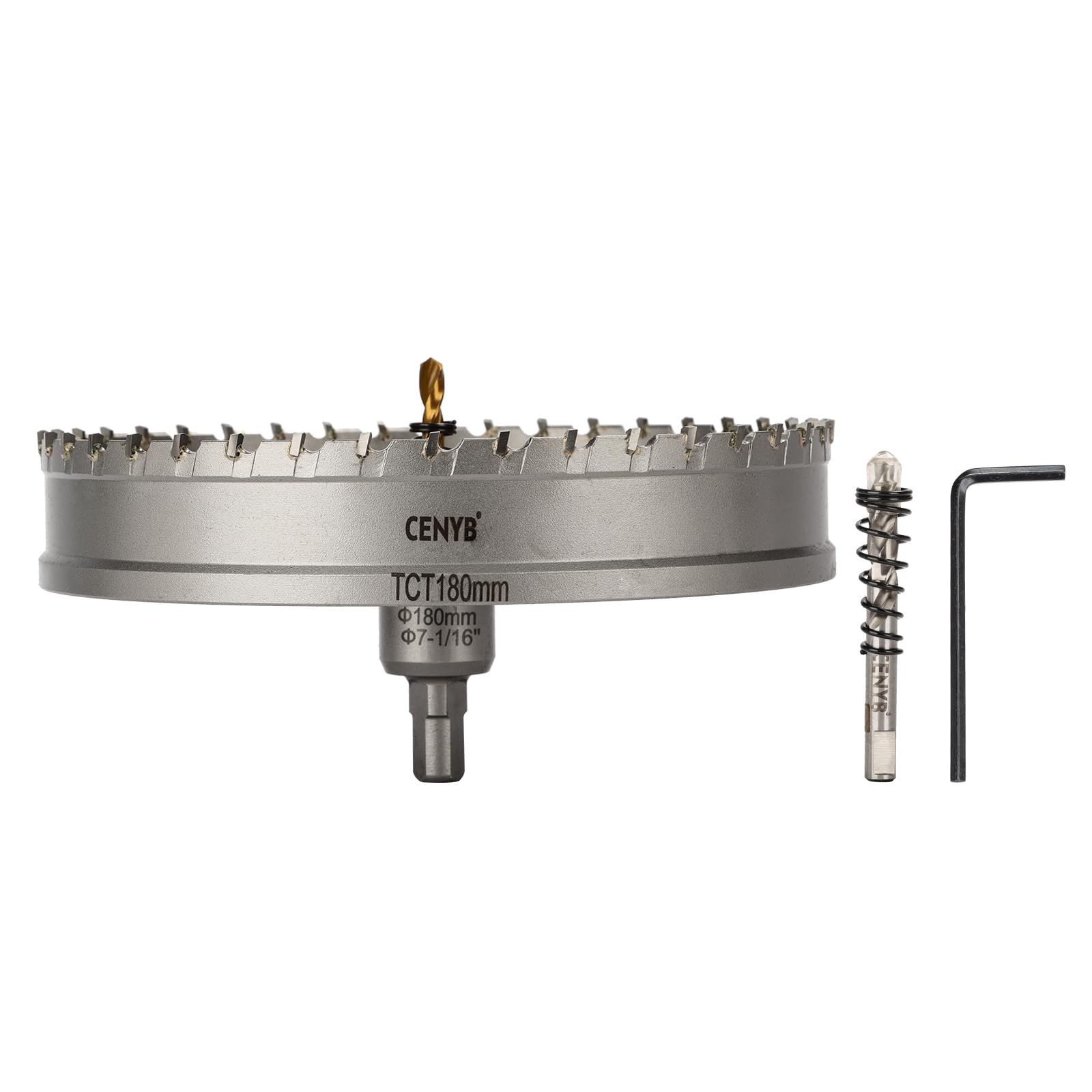 2-1/8" (54mm) Tungsten Carbide Tipped Hole Saw with 2Pcs Titanium-Plated Pilot Drill Bits for Metal, Steel, Iron, Wood, Plastic — view 37