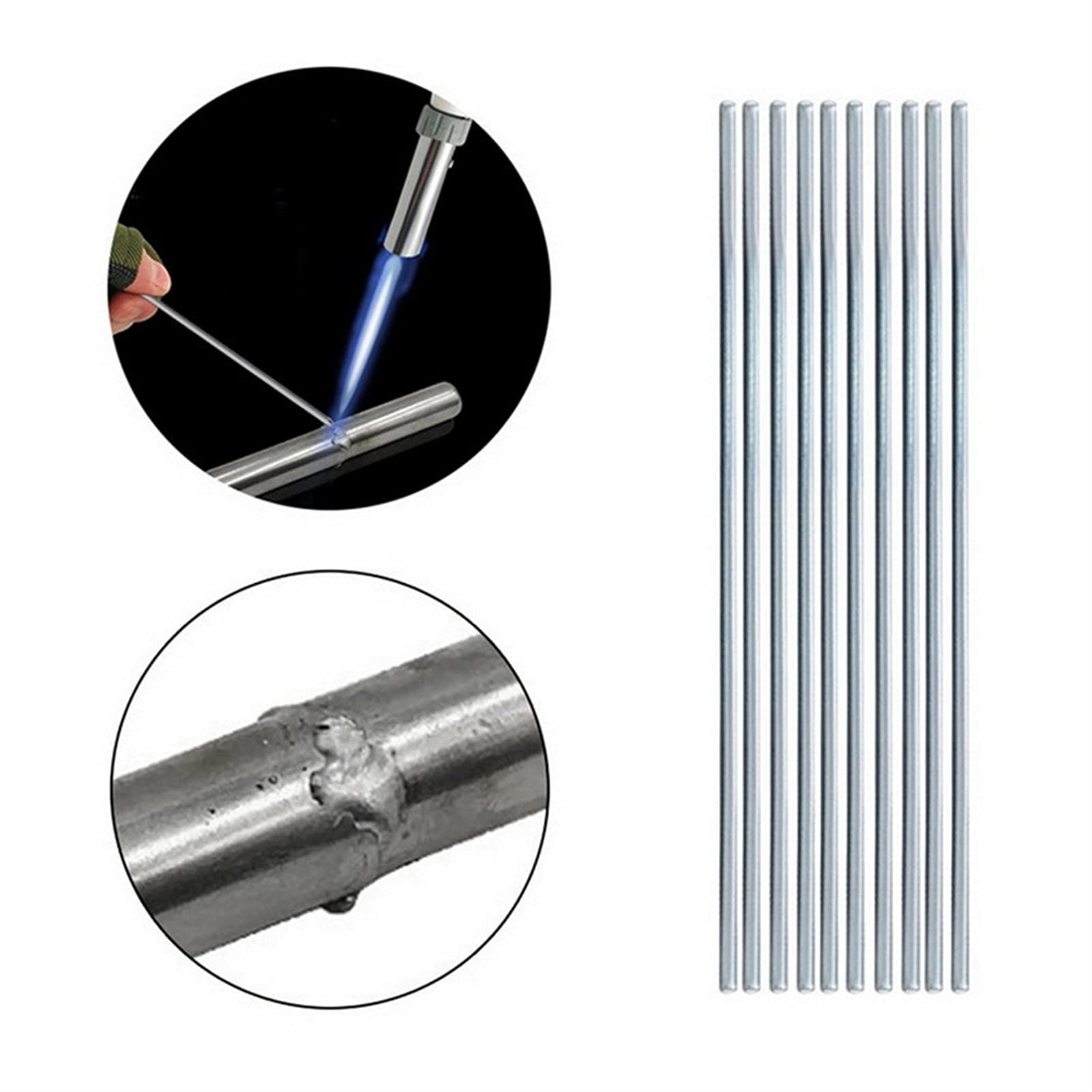 Lnanqing-Fil de Soudure 10/20 / 50 pcs Rod de brasage de soudure en aluminium 1.6 / 2mm Tige de soudage de flux de fil de soudure basse TEMP sans besoin de poudre de soudure, polyvalentrésistant à la