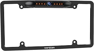 Wordcam License Plate Frame Rear View Backup Camera 170° Viewing Angle Universal Car License Plate Frame Mount Waterproof High Sensitive 8 IR LED Night Vision Reverse Parking Aid System