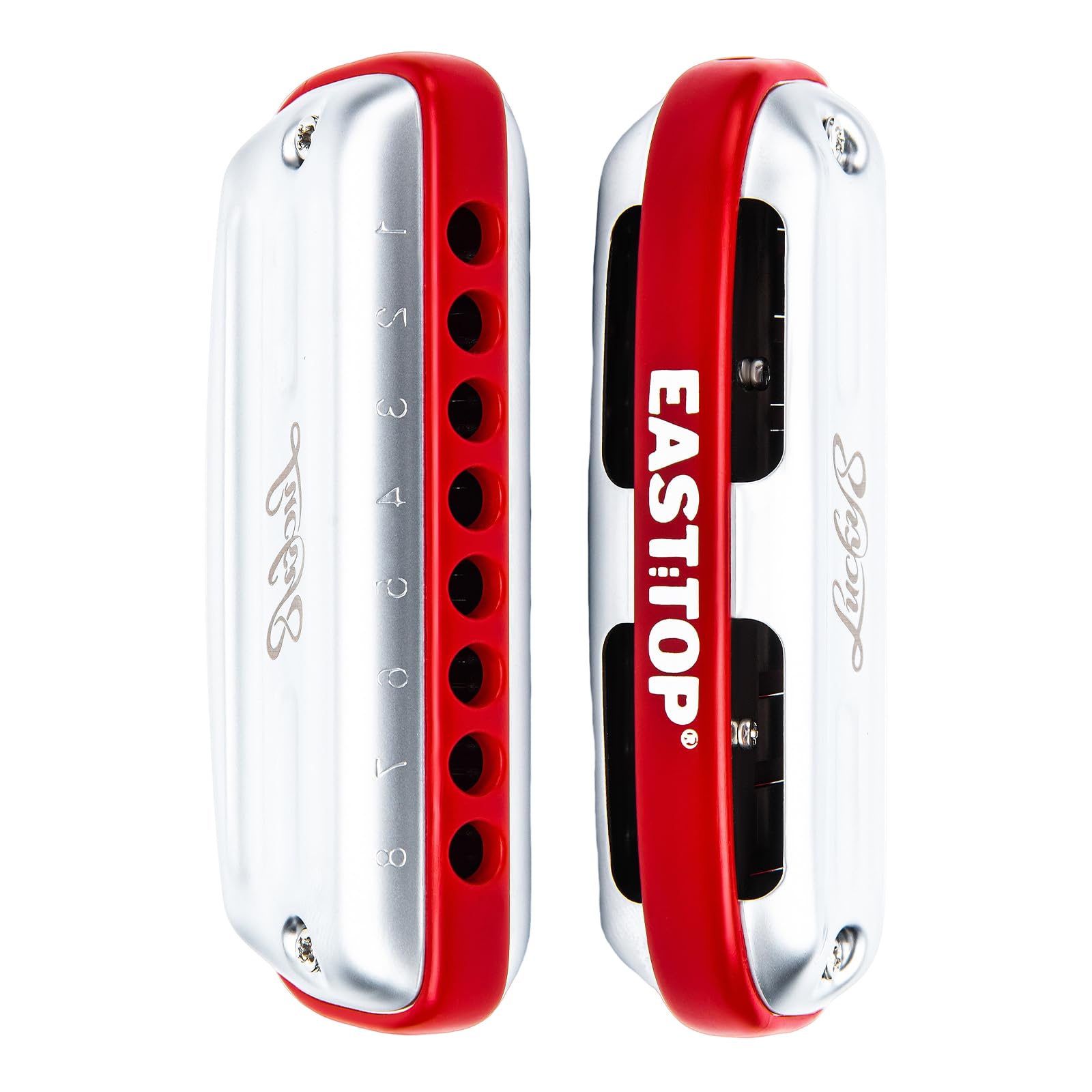 East top Harmonijka harmoniczna bluesowa z 8 otworami, harmonijka okrzemkowa na ustach C dla dorosłych, początkujących, profesjonalistów, studentów, jako prezent, czerwony