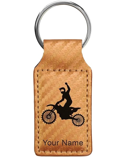 LaserGram Rectangle Keychain, Motocross, Personalized Engraving Included