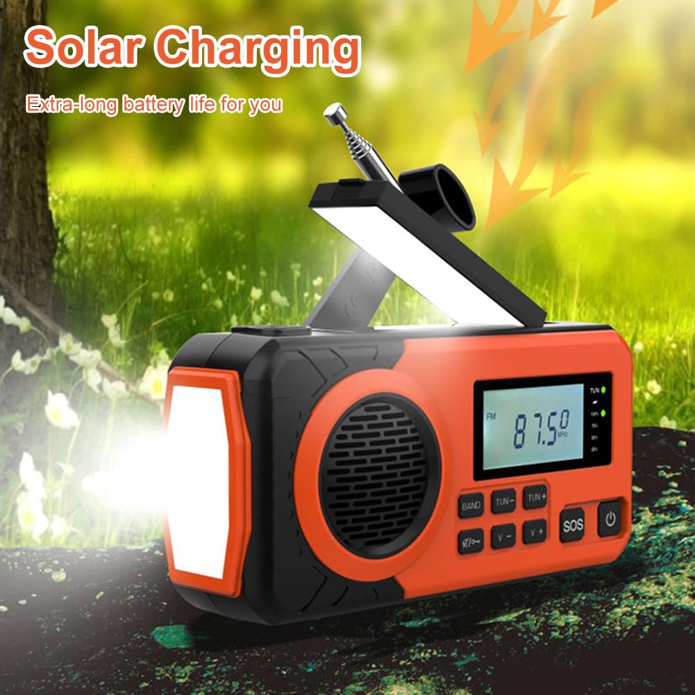 Radio Portatile Piccolo AM FM, Radio d'Emergenza con Manovella, Radio AM/FM/SW con Torcia, Allarme SOS, Pannello Solare, Perfetta per Uso Interno, Esterno e Situazioni di Emergenza