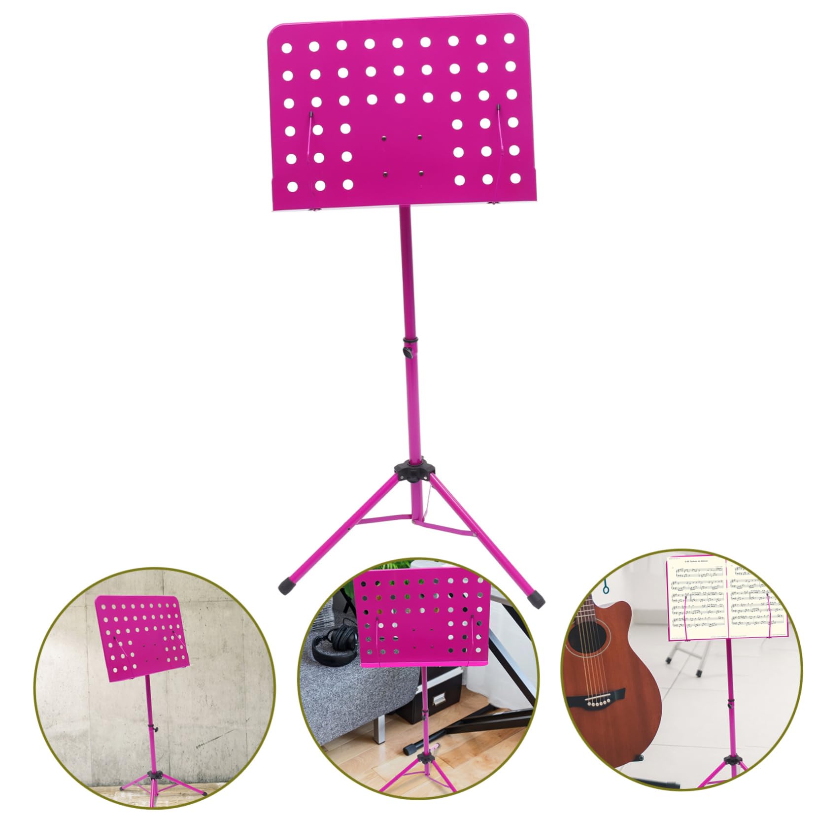 Atril para Partituras Plegable Telescópico de Aleación de Aluminio Rosa | Ligero y Fácil de Transportar, para Guitarra y Violín, Incluye Bolsa de Almacenamiento Color Aleatorio