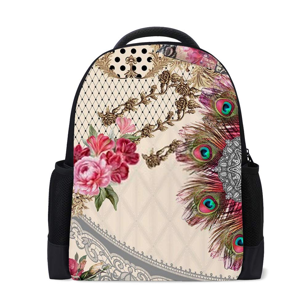 Sac à dos en maille polyester ZhiMi au motif fleurs géométriques - 6