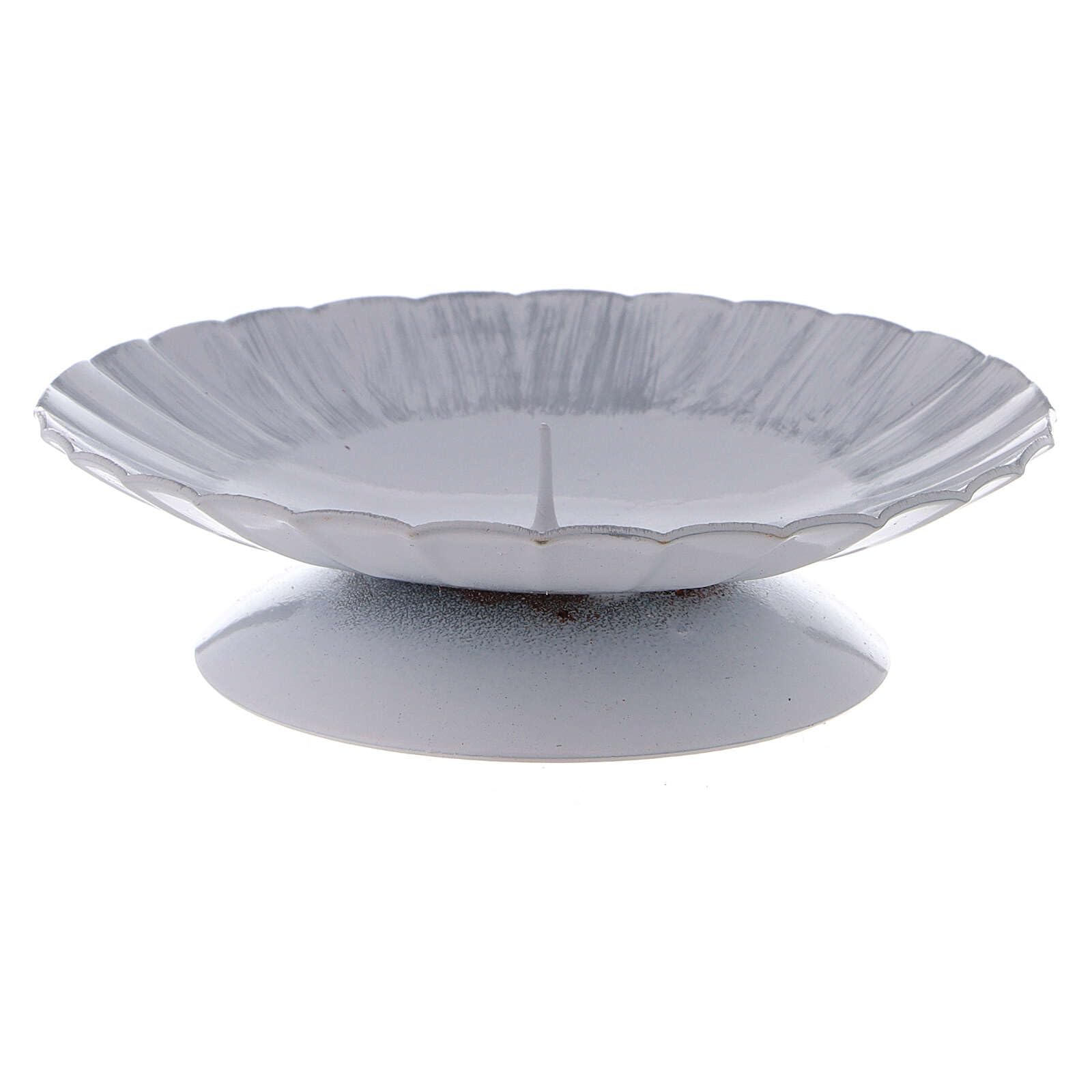 White and Silver Iron Candle Holder with jag Diameter 11 cm