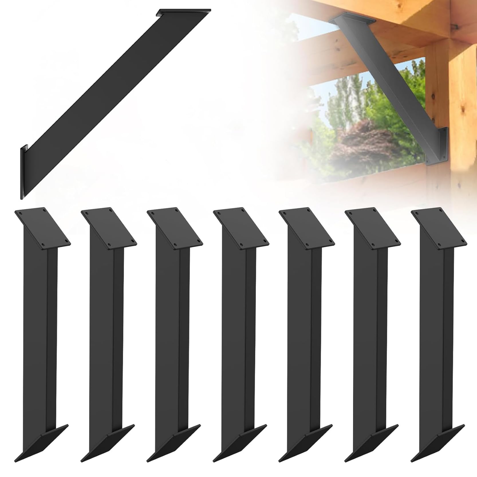 LQSYBHD Heavy Duty 45 Degree Angle Support Bracket Pergola Bracket Connector Brace Bracket Kit for Wooden Structures Such as Gazebos Pergolas 45 Degree Angle Bracket (Size:8pcs)
