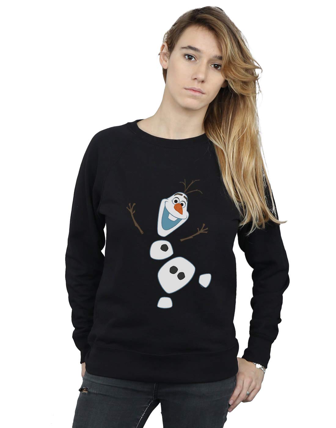 Disney Women's Frozen Olaf Deconstructed Sweatshirt Black Small