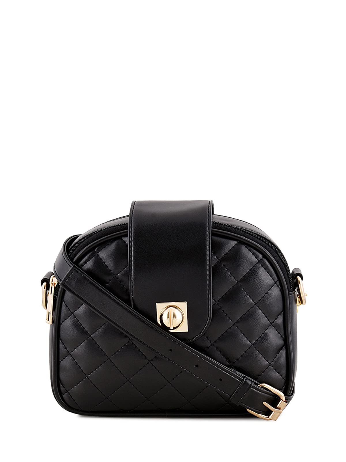 Sakwoods Women Pu Quilted Peach Sling Bag (BLACK) (B091YW72KH) Amazon Price History, Amazon Price Tracker
