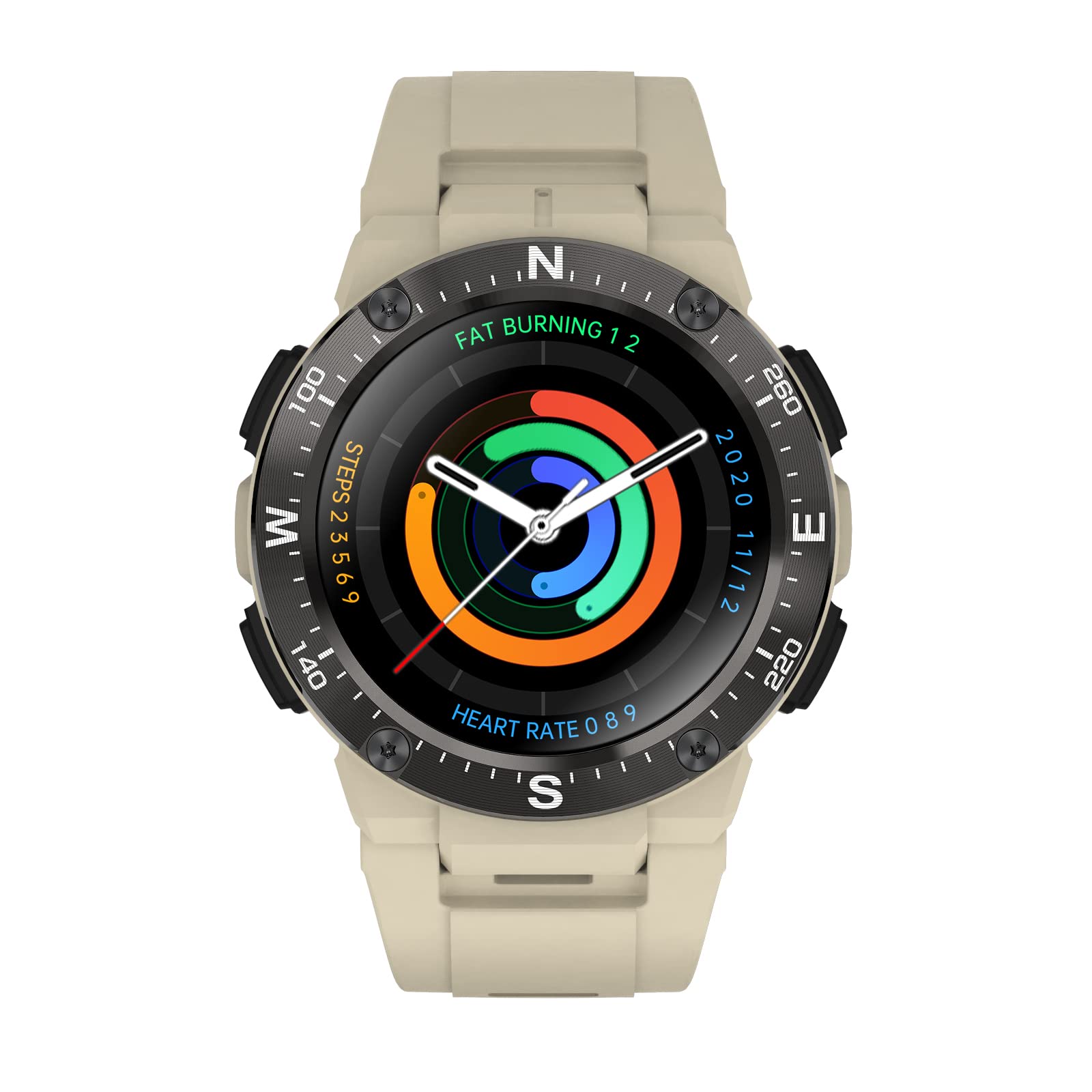 Bebinca GT3 Smartwatch Uomo Sportivo 1.3" Effettua e ricevi chiamate in vivavoce Bluetooth Microfono, Ascolta musica Altoparlante 128 MB, Fitness Tracker 5ATM Impermeabile IOS/Android (Beige)