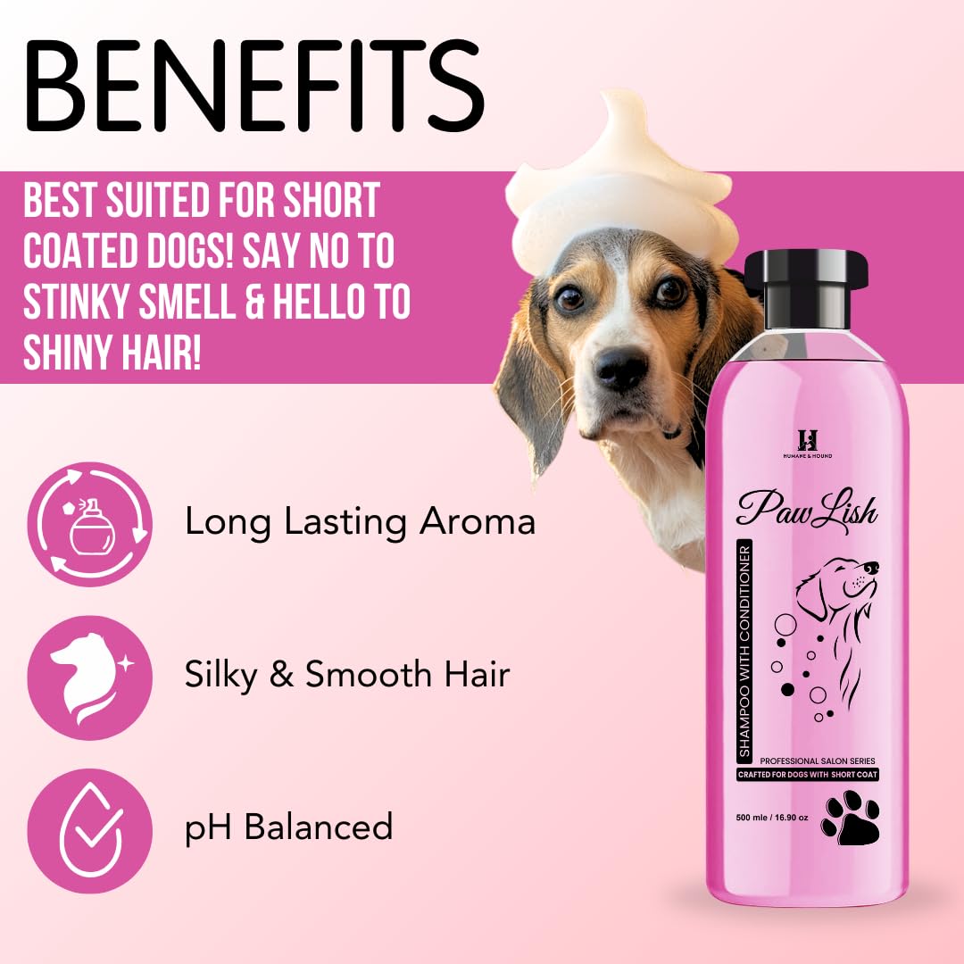 Humane & Hound PawLish Professional Salon Series Dog Shampoo with Conditioner for Short Coat Dogs - 500 ML 2
