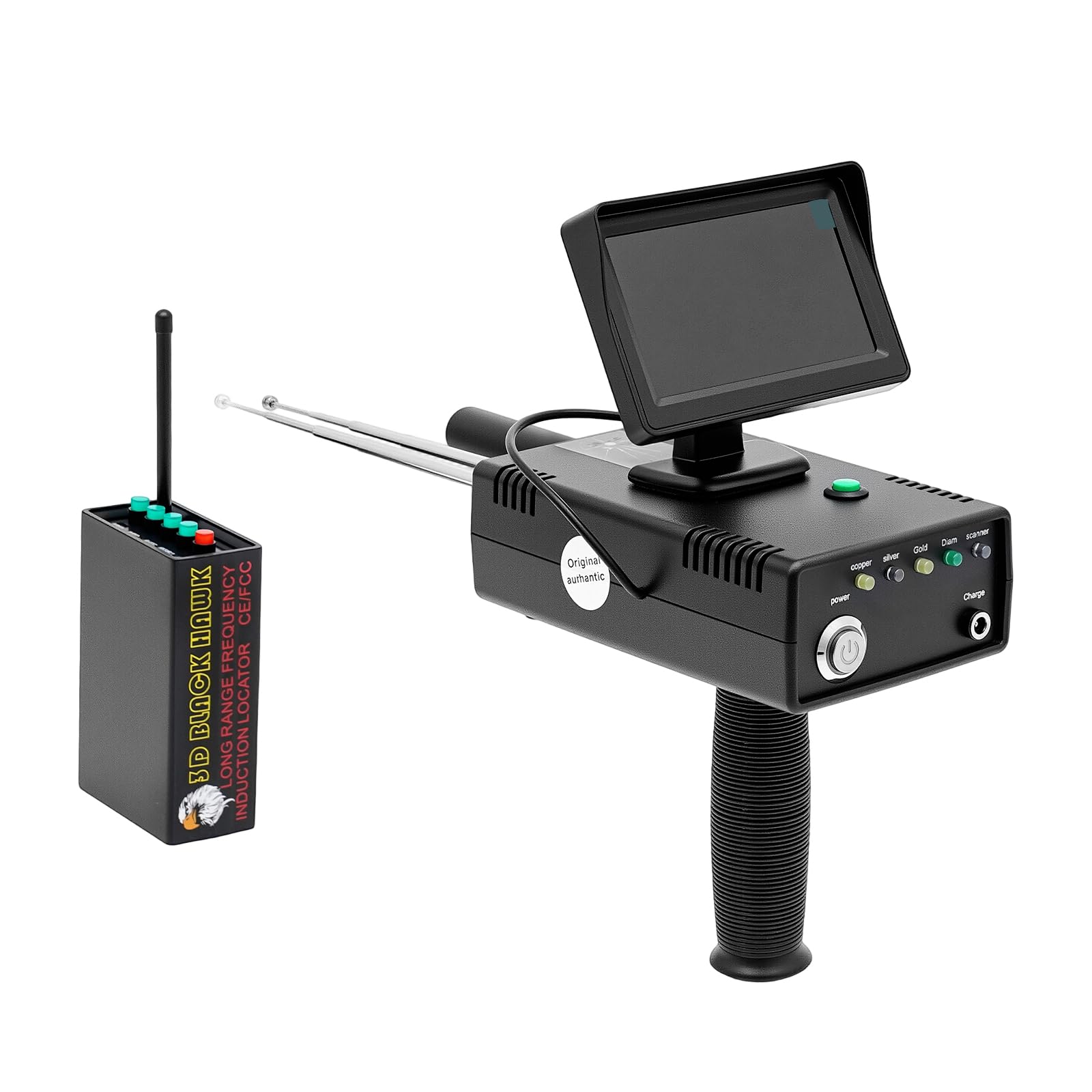 Détecteur de métaux portable, détecteur de métaux, détecteur d'or, 100 m, profondeur de 300 m, avec processeur micro-ordinateur et conductivité réfléchissante, écran LED pour or, argent, cuivre et