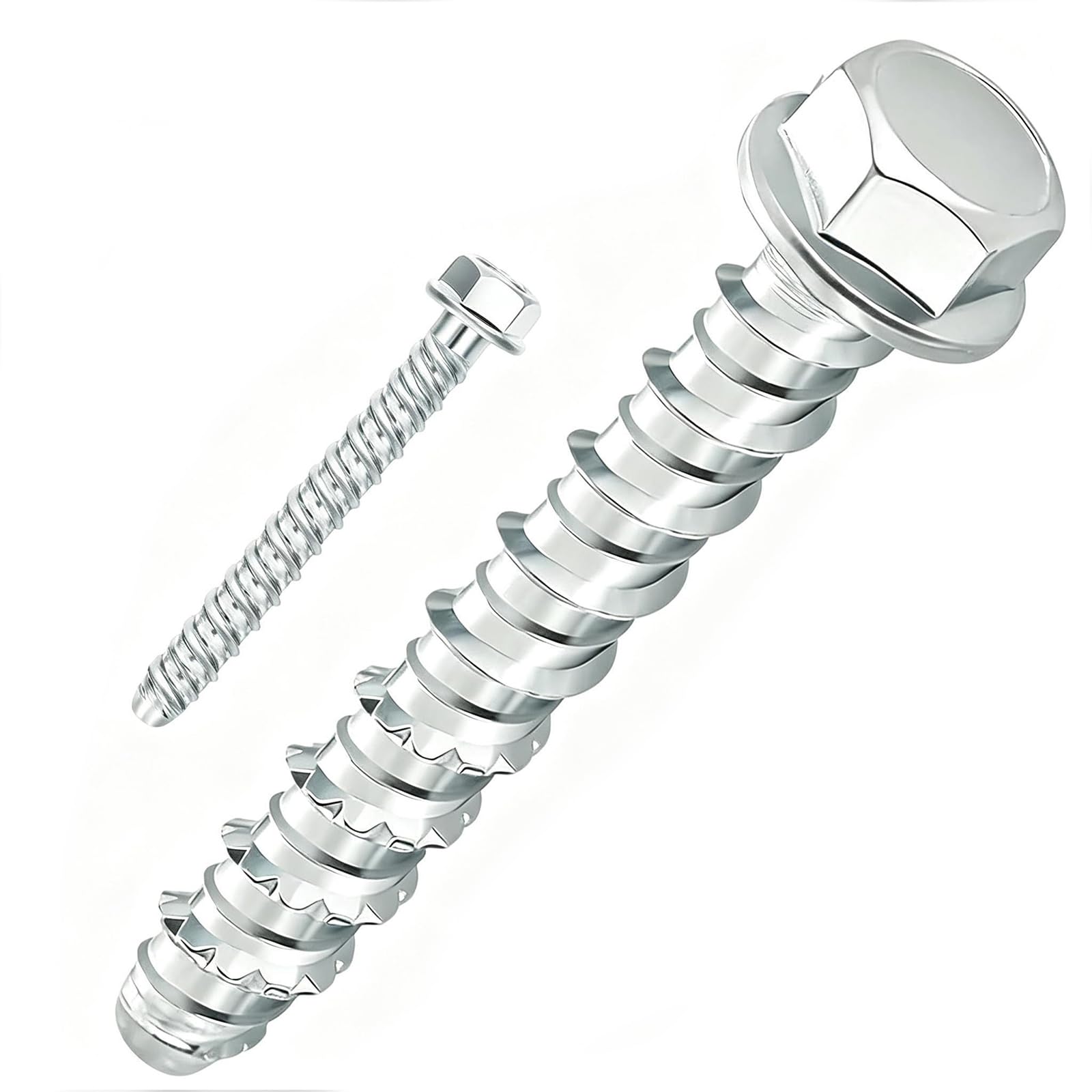 CRCFSUK 10PCS M8x60mm Concrete Screws, Flange Hex Head Masonry Screws for Brick Wall, Concrete Anchor Bolts for Fixing Marble, Wood, Stone