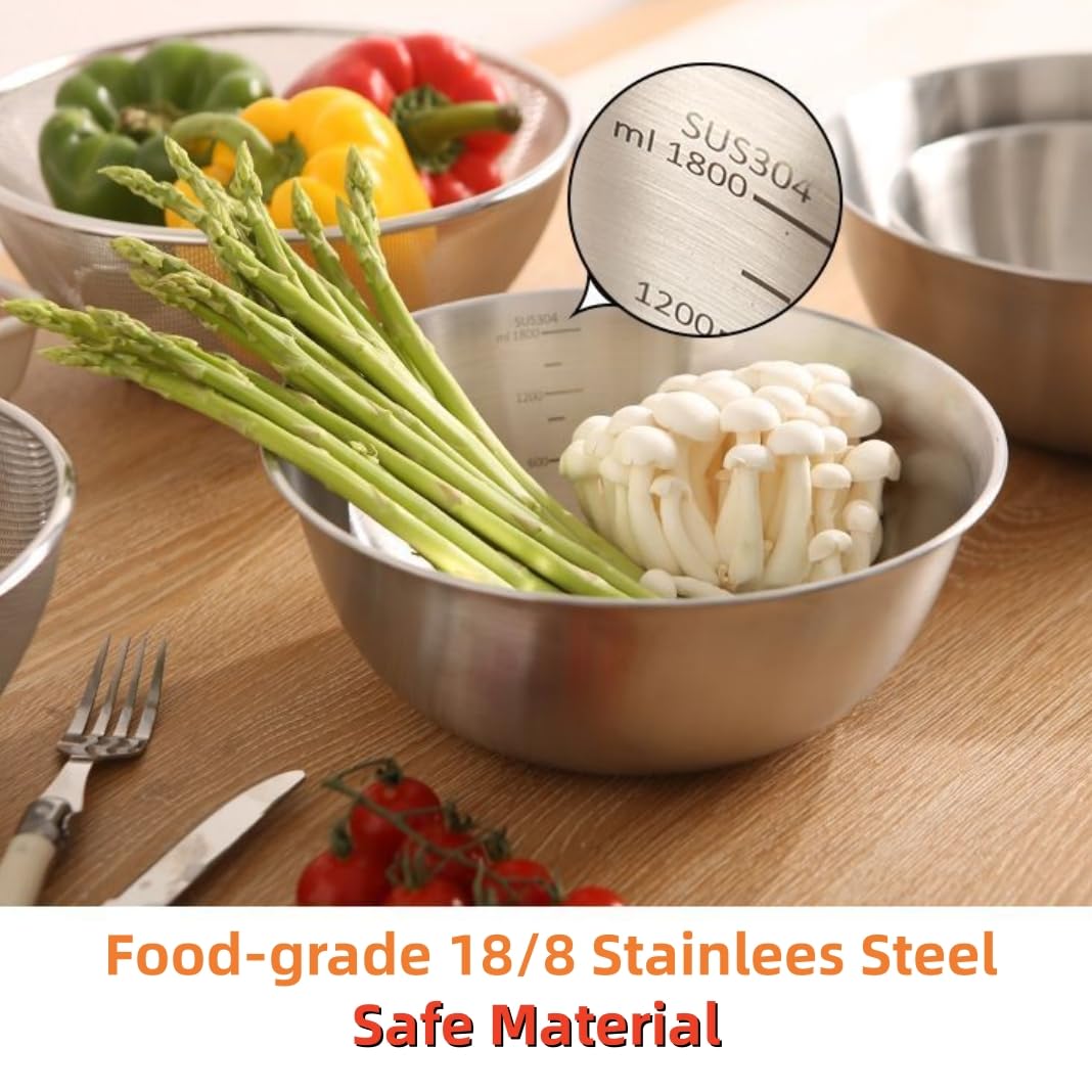 Amazon | 18/8ステンレススチール ミキシングボウルセット 3個パック