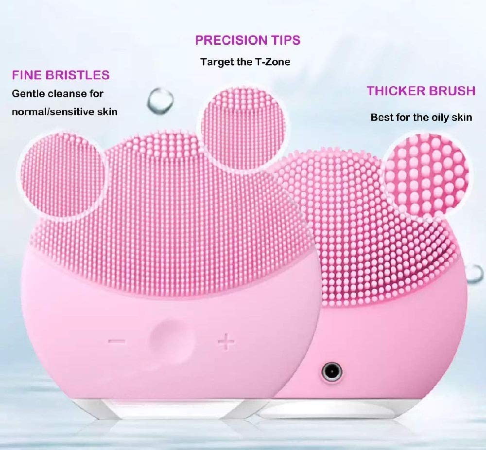 Aravli Waterproof & Silicon Facial Cleaner Brush Electric Masager Cleansing System for Deep Cleansing, Skin Care, Face Massage and USB Charging Cables 3