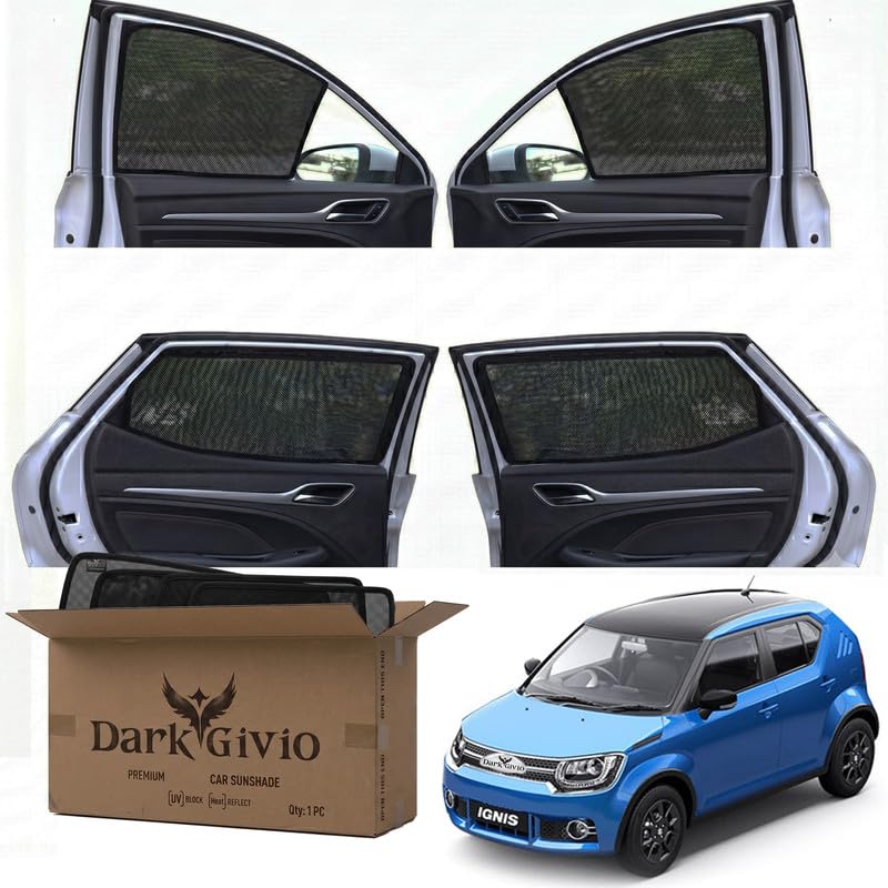 Image of Car Window Sun Shade Protector for IGNIS T 2 (Alpha) | Exact Fit Non-Magnetic Half Cut Sunshade (Set of 4 /6) | UV Blocker Side Window Car Curtains & Interior Accessory