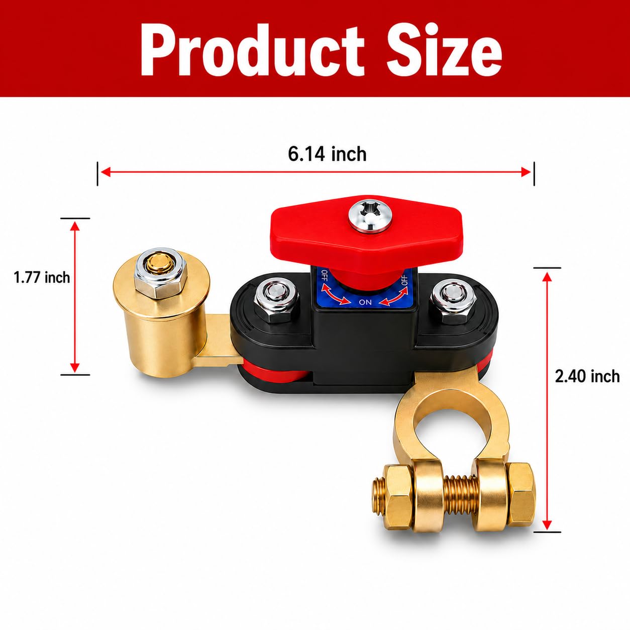 Battery Disconnect Switch, Solid Brass High Conductivity Top Post 12V-24V Rotary Battery Cut Off Switch for Car Truck RV Boat