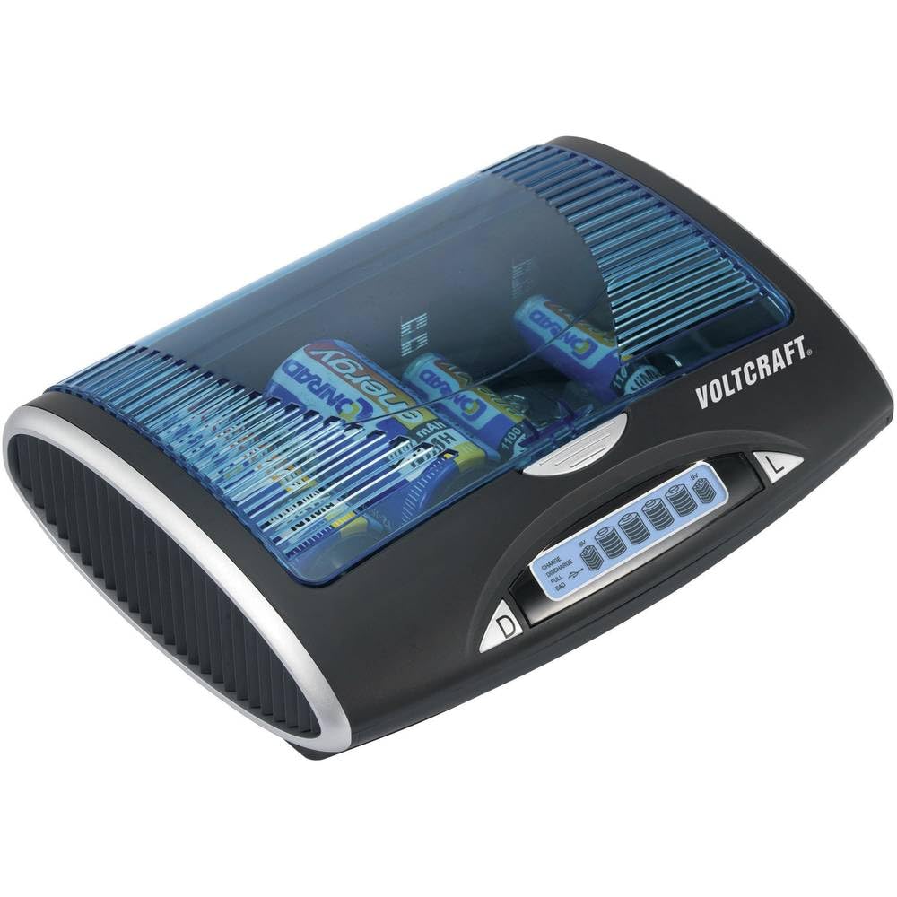 VOLTCRAFT P-600 - Cargador de Celdas Redondas (NiMH Micro AAA), Mignon (AA), Baby (C), Mono (D), Bloque de 9 V