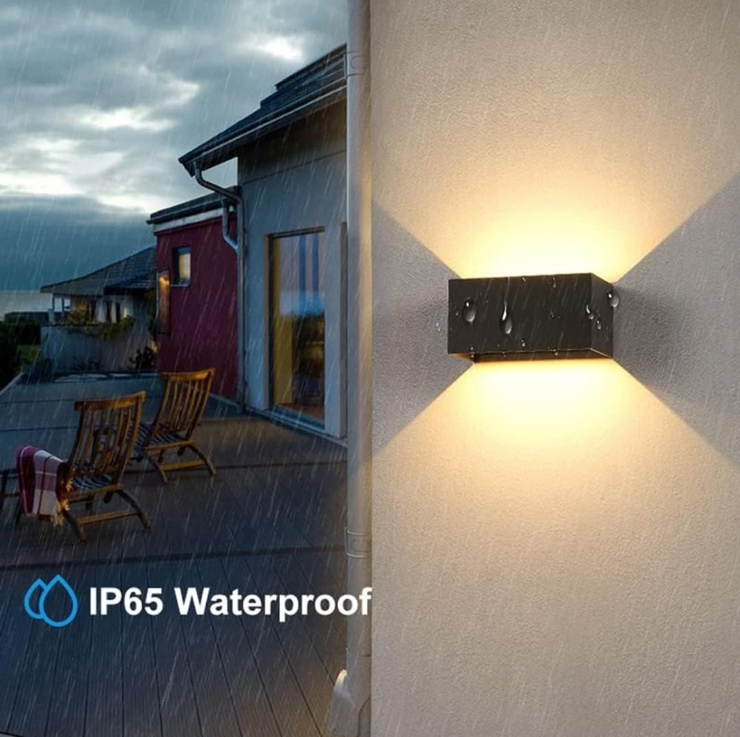 Applique LED da Esterno e Interno 24W, Fascio Luminoso Regolabile, 2000 Lumen, IP65 Impermeabile, Lampada da Parete in Alluminio, per Giardino, Balcone, Terrazza (Nero - Luce Fredda 6500K)